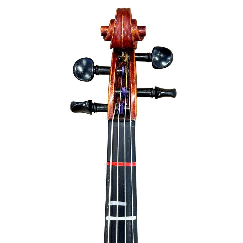 Strobel MA-105 Student Series Viola w/ Hard Case Violin headstock on a wooden surface