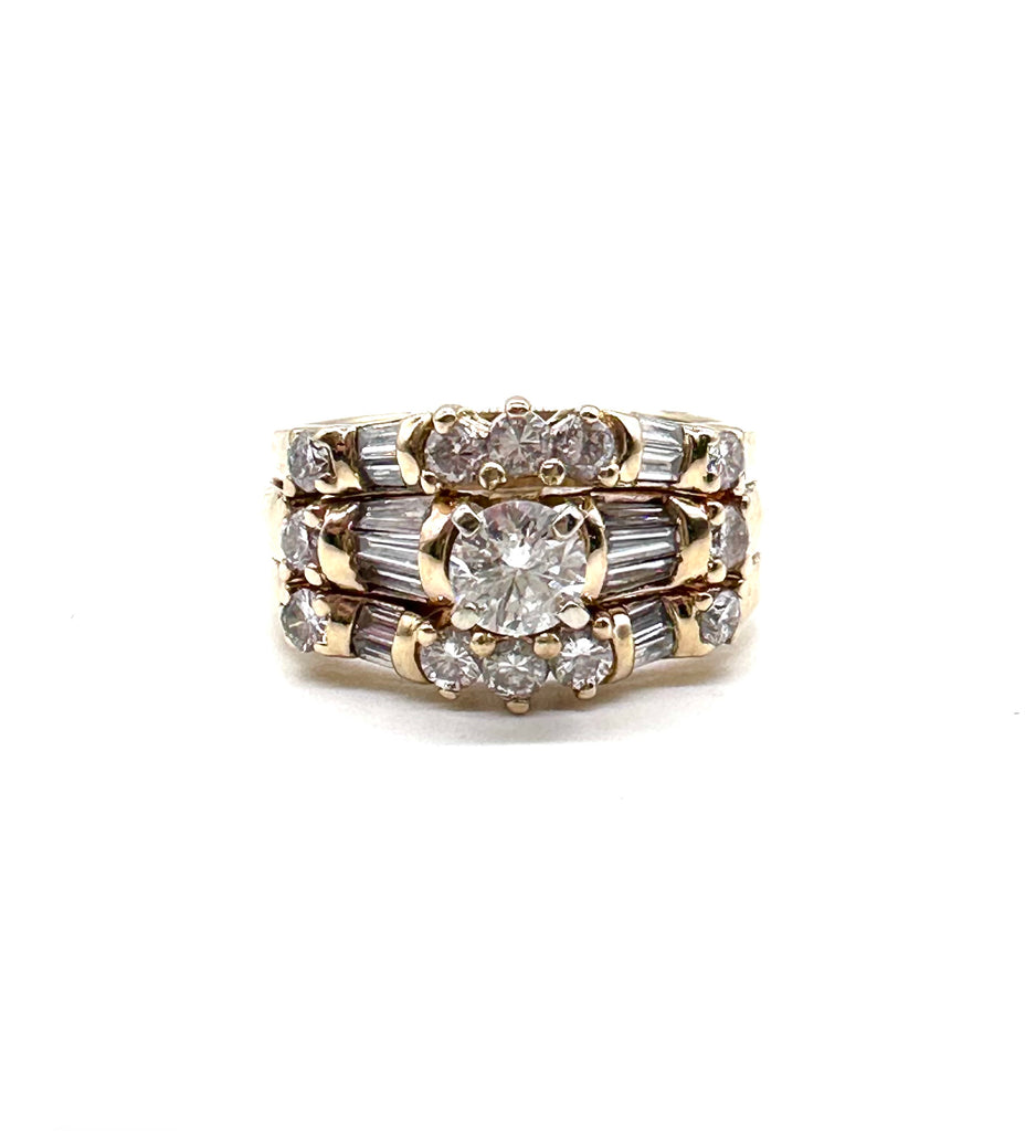 Three Row Diamond Wedding Set
