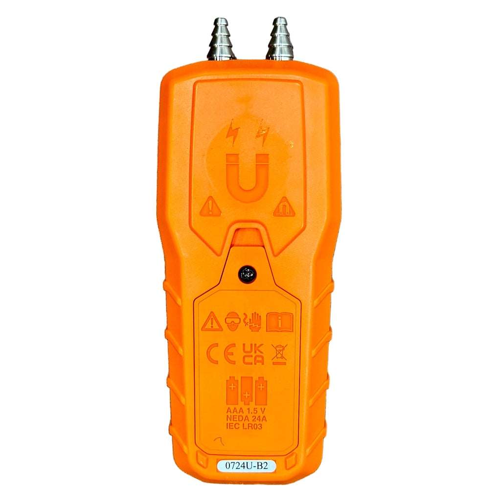 Klein Tools ET180 Digital Differential Manometer w/ Case Orange electrical tester with visible branding on a white background