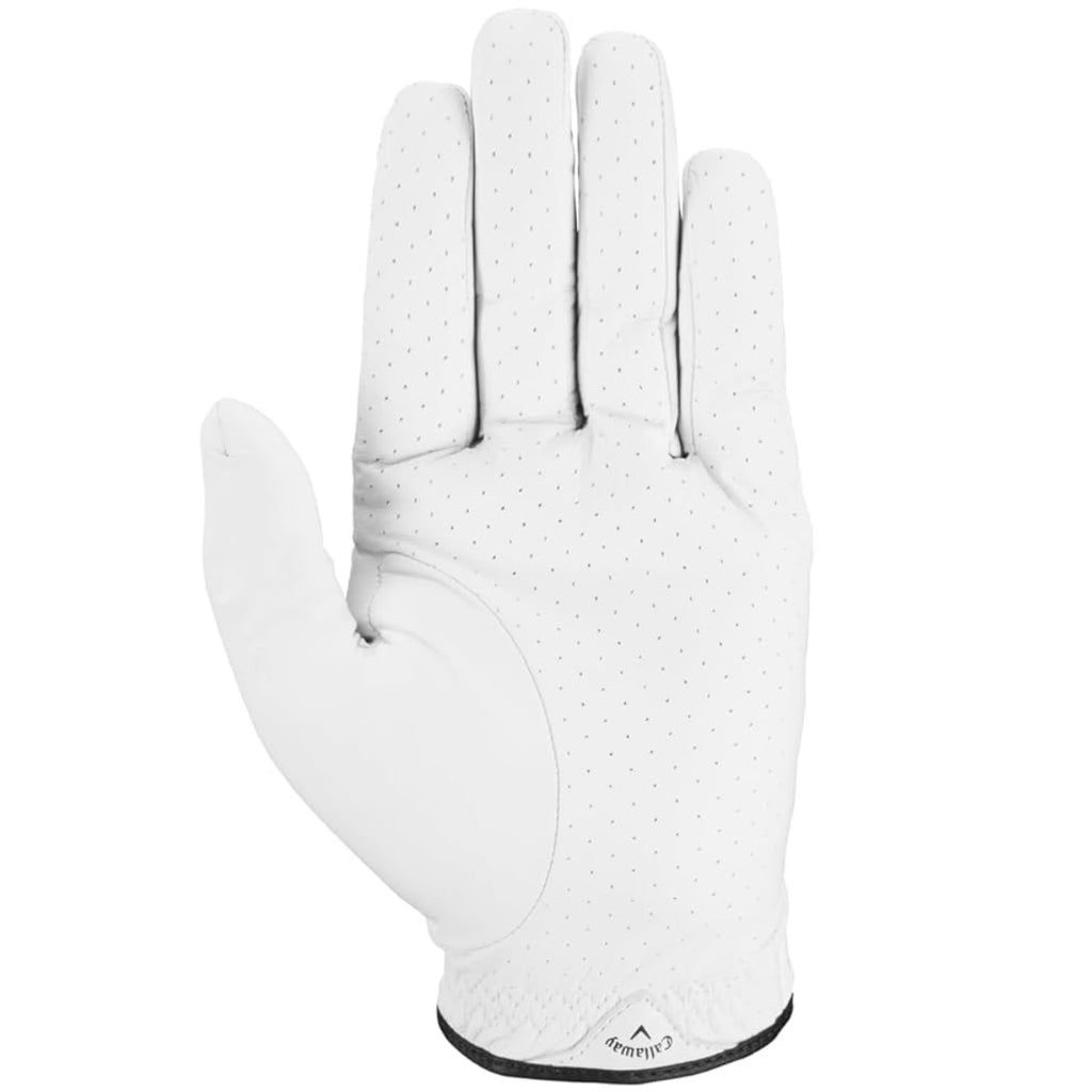 Callaway DAWN PATROL Men's Left XL Golf Gloves Pack of 5 White golf glove with brand logo on a white background