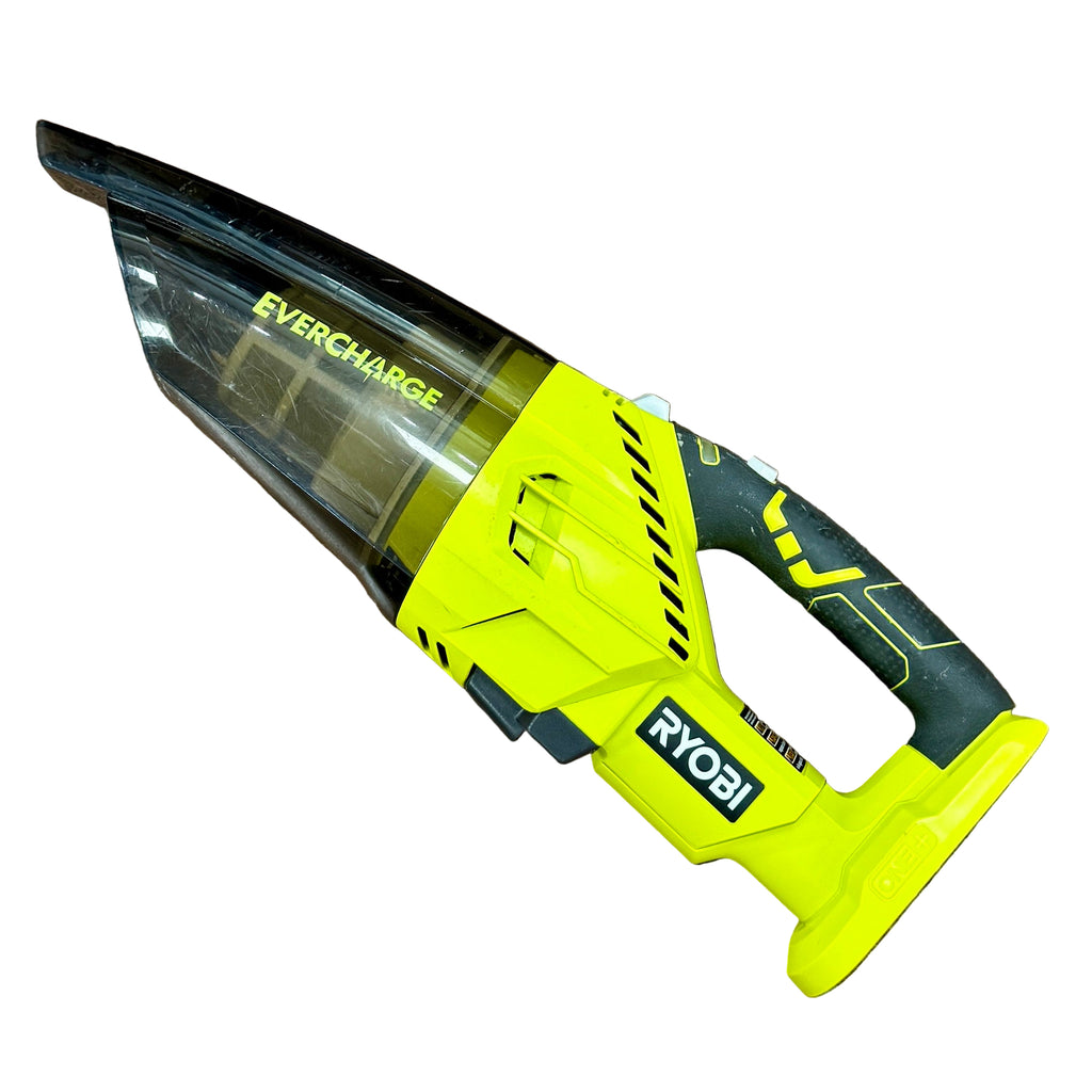 RYOBI ONE+ EVERCHARGE 18V Cordless Handheld Vacuum w/ Battery & Charger (P714TH) Ryobi vacuum cleaner on a wooden floor