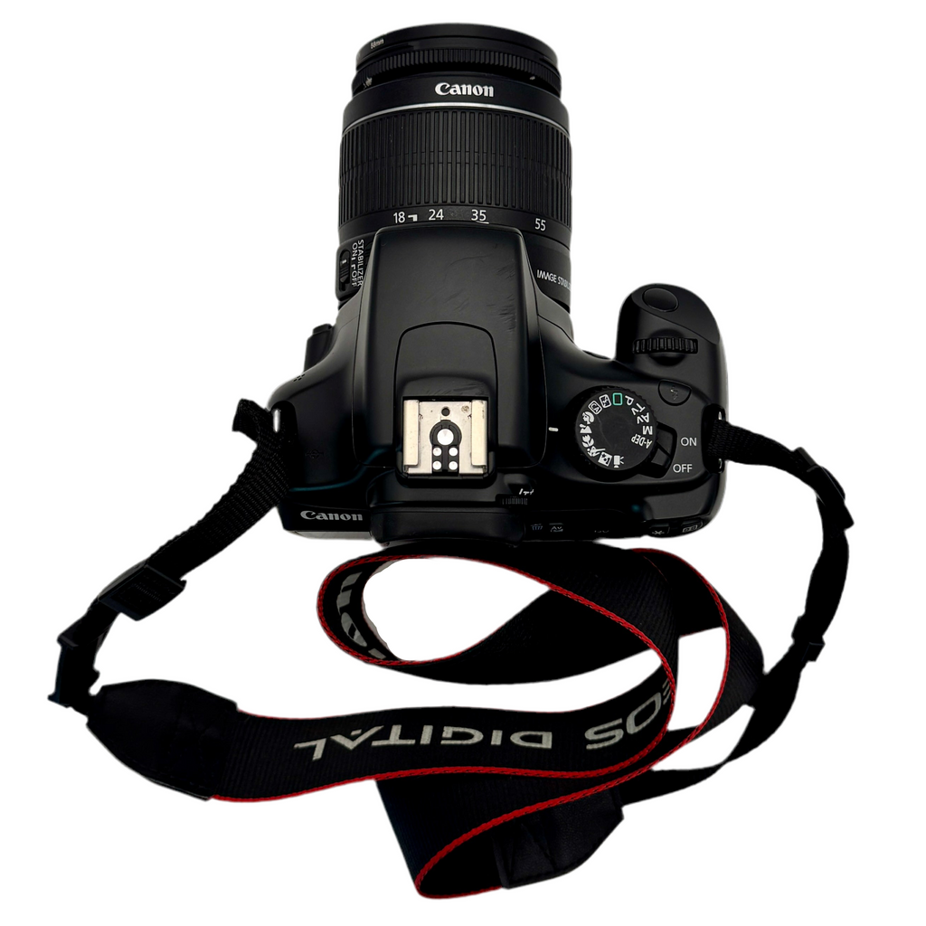 Canon EOS Rebel T3 12.2 MP CMOS Digital SLR Camera w/ Canon Zoom Lens EF-S 18-55mm f/3.5-5.6 IS II & Canon Zoom Lens EF 75-300mm f/4-5.6 III Lenses Canon DSLR camera with lens on a white background