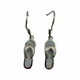 .925 Sterling Silver White Opal Inlay Flip Flop Dangle Hook Earrings Flip-flop-shaped earrings with opal inlay on a white background