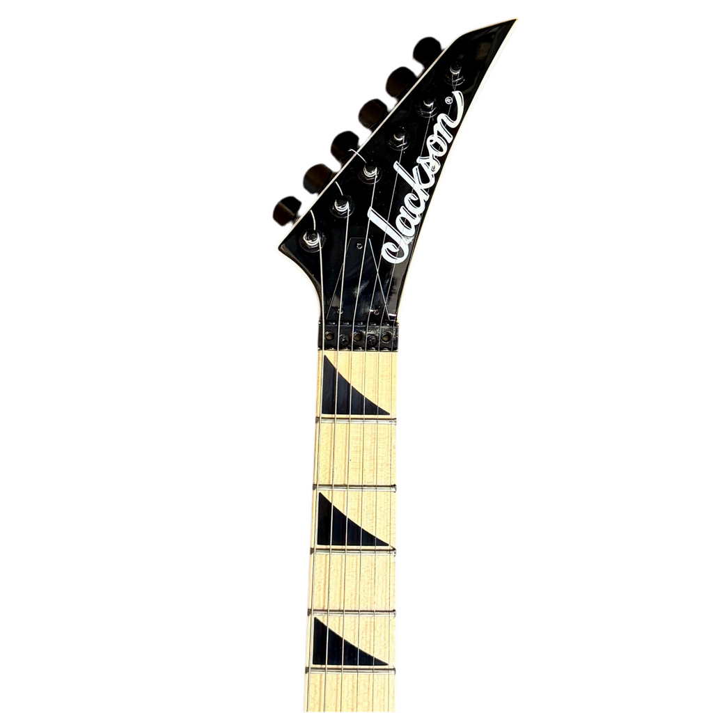 Jackson JS34Q Dinky DKAM Electric Guitar w/ Hard Case Guitar neck with Jackson logo on a white background
