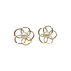 14K Yellow Gold Wiry Flower Pearl Stud Earrings