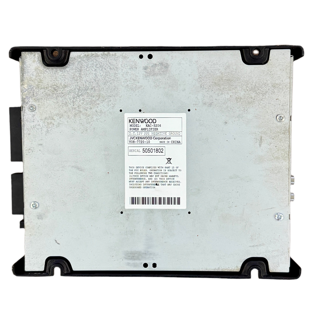 Kenwood KAC-5206 400-Watt 2-Channel Class D Power Car Amplifier Electronic module with a label on a white background
