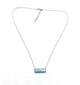 .925 Sterling Silver Larimar Bar Stationary Pendnant Necklace Necklace with a rectangular pendant on a white background