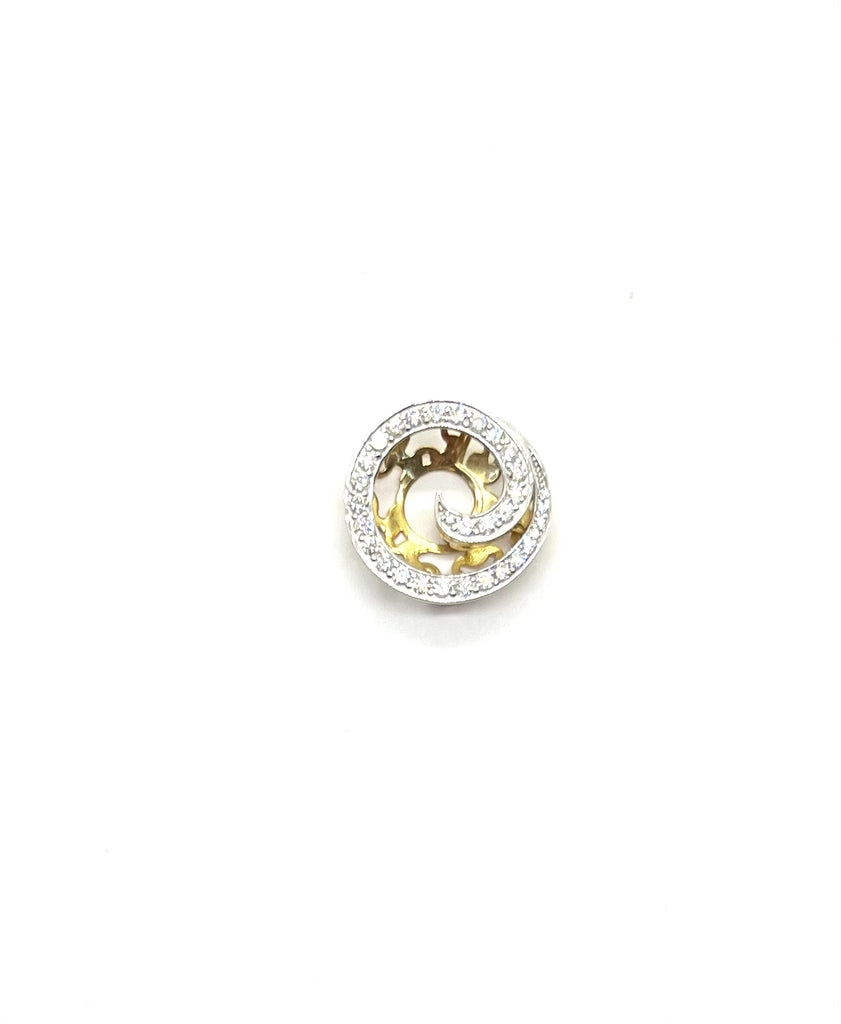 18k Yellow and White Gold Diamond Cutout Wave Pendant