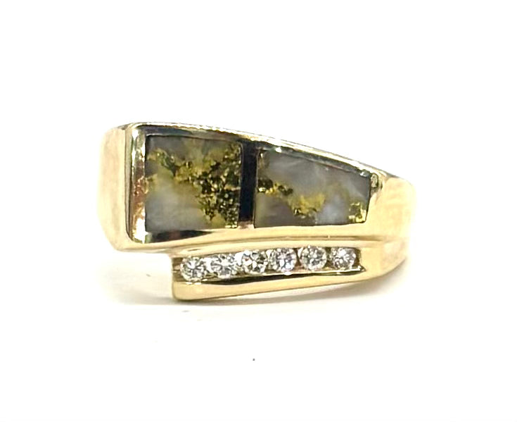 14k Gold Quartz and Diamond Ring