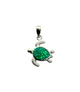 .925 Sterling Silver Green Opal Turtle Dangle Pendant