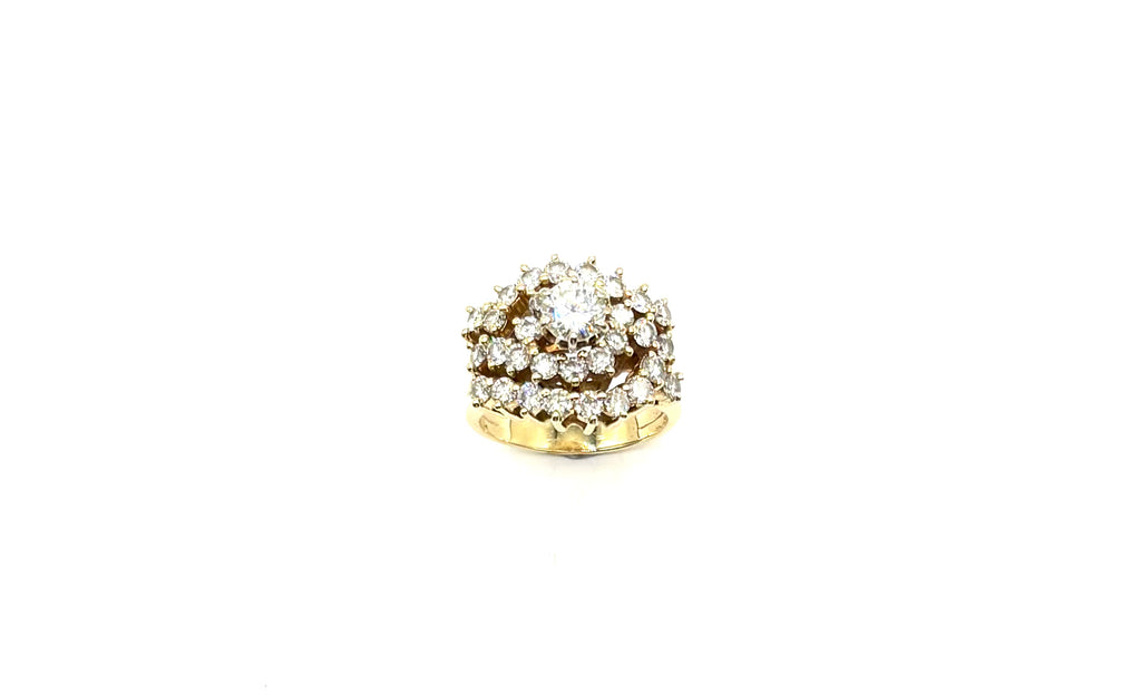 14k Yellow Gold Diamond Spiral Halo Ring