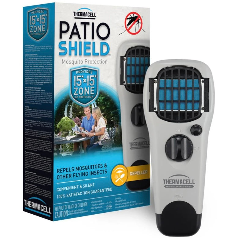 Thermacell Patio Shield mosquito repellent with packaging on a white background