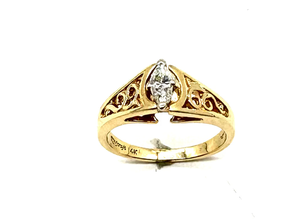 14k Yellow Gold Filigree Cutout Ring