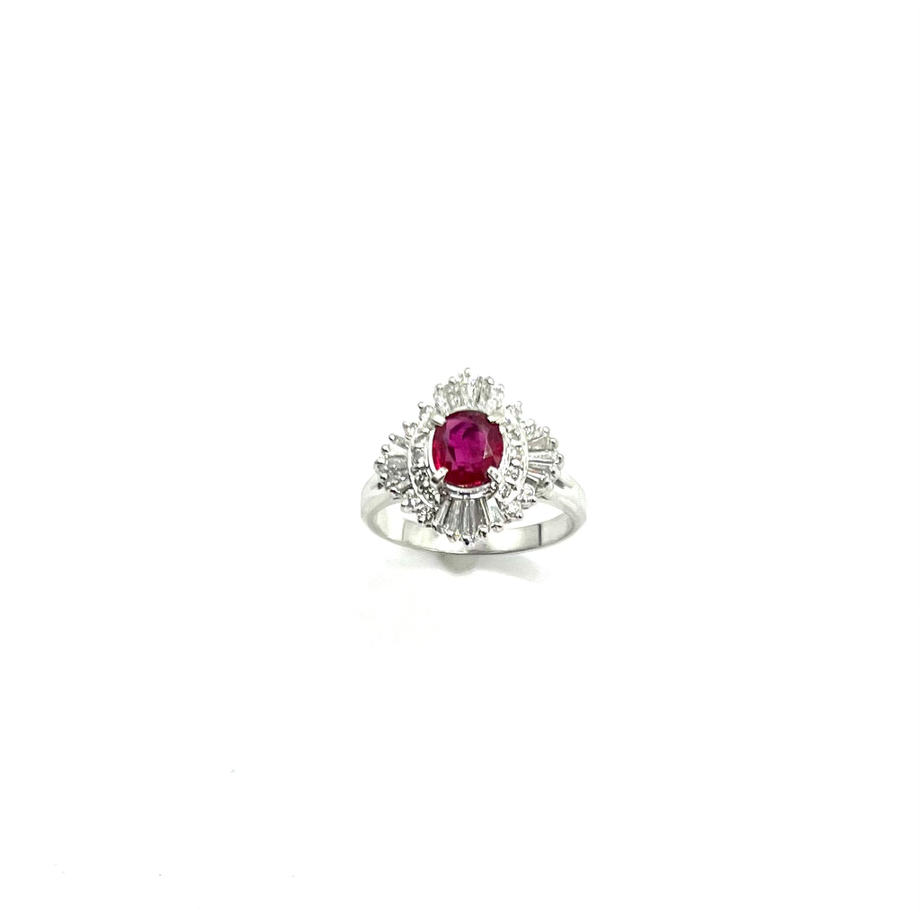 Vintage Platinum Ruby and Diamond Ring