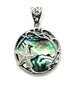 .925 Sterling Silver Abalone Starfish Frame Pendant Pendant with starfish design and abalone shell on a white background