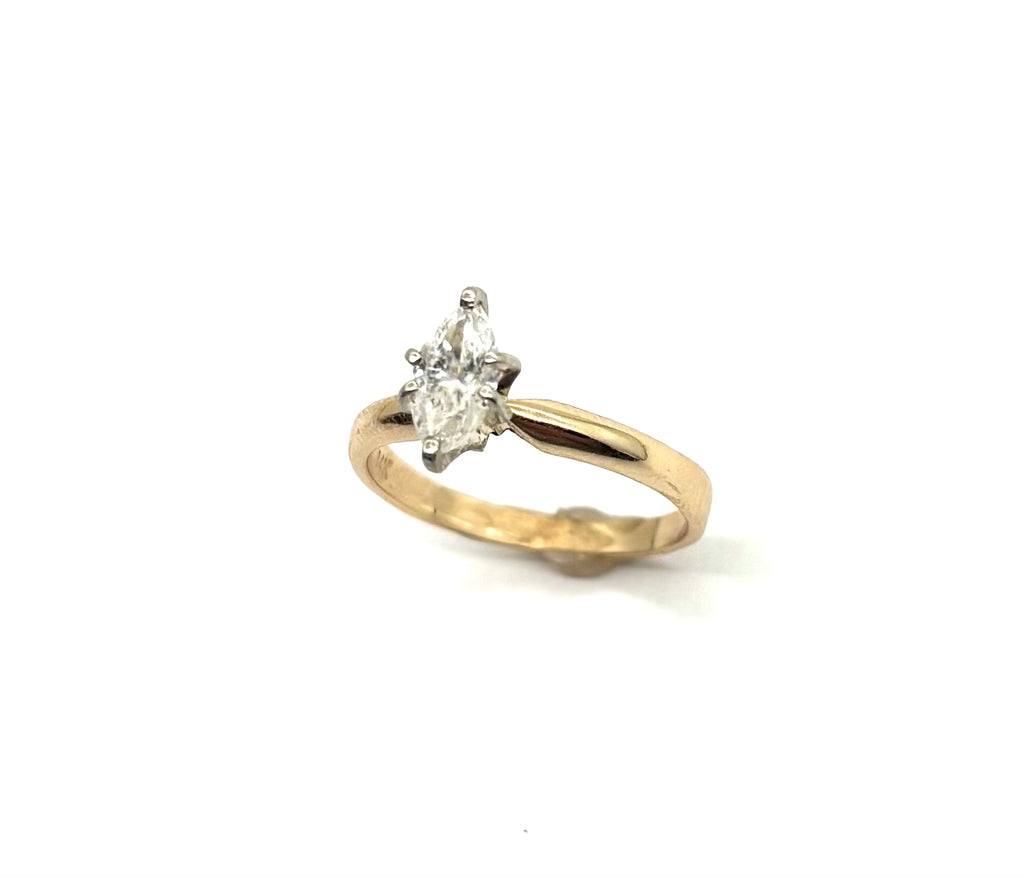 14k Marquise Diamond Solitaire Ring side view