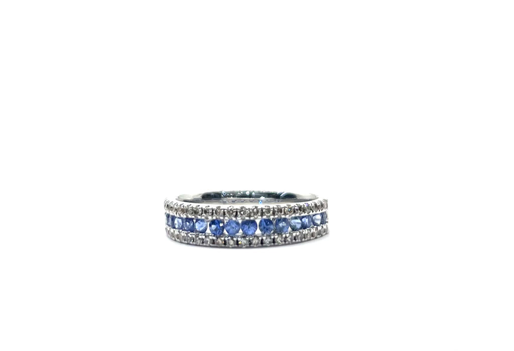 Levian White Gold Diamond and Sapphire Band