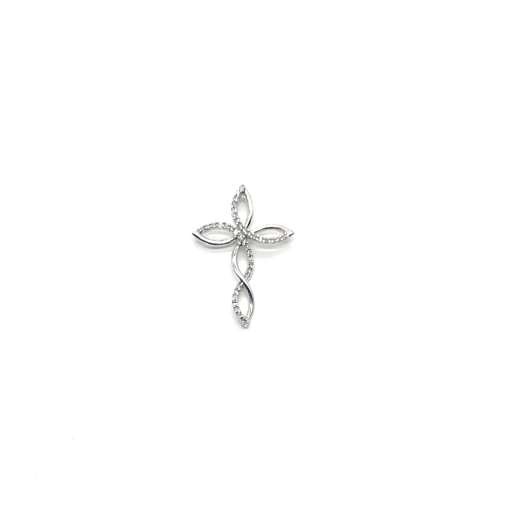 White Gold Diamond Twist Cross Pendant