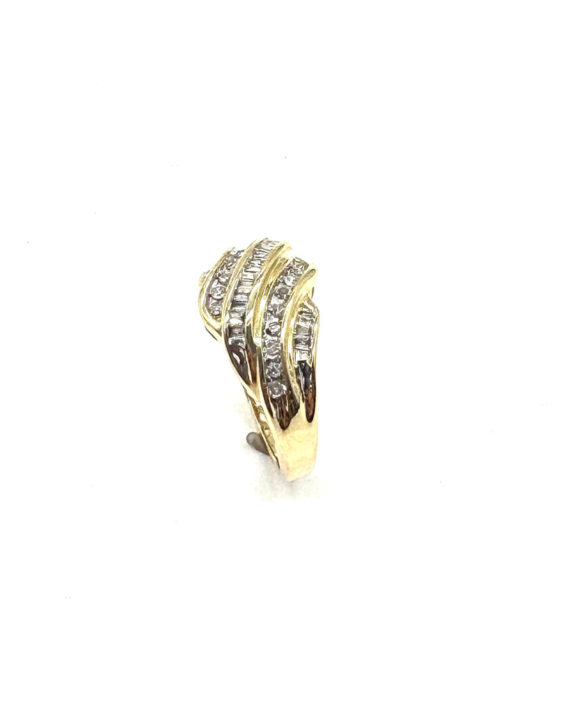 14k Yellow Gold Diamond Channel Swirl Ring