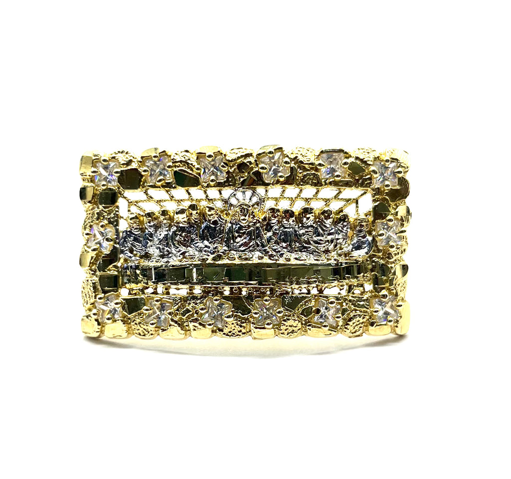 10k Last Supper Nugget Double Finger Ring
