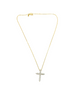 Gold necklace with a cross pendant on a white background