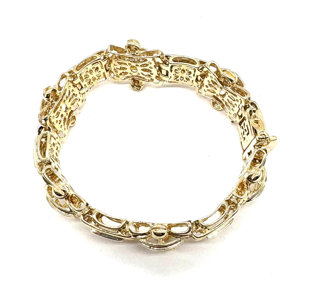 14k Yellow Gold Fancy Bar Bracelet circle