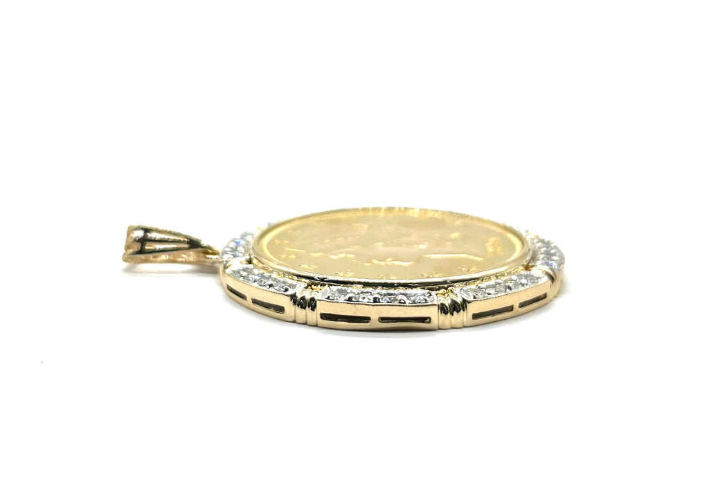 1894 $20 Gold Liberty Coin Pendant in 3ctw Diamond Bezel side