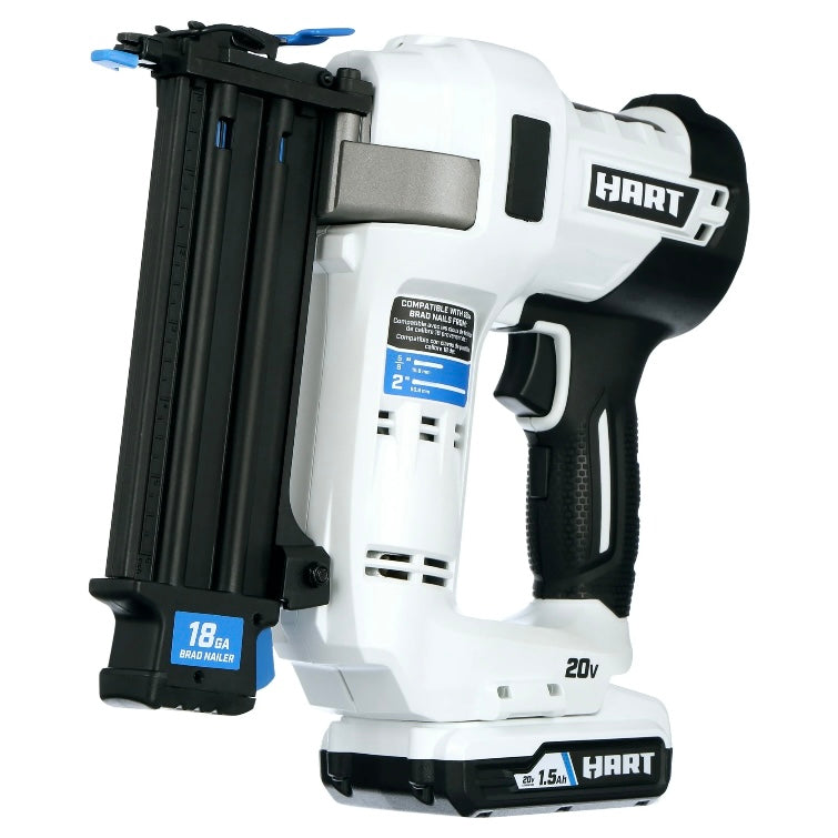 HART 20V 2-Inch 18-Gauge Brad Nailer w/ Battery & Charger (HPNR02)