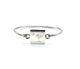 .925 Sterling Silver SC Palmetto Moon Bangle Bracelet Silver bracelet with a square charm featuring a palm tree design on a white background