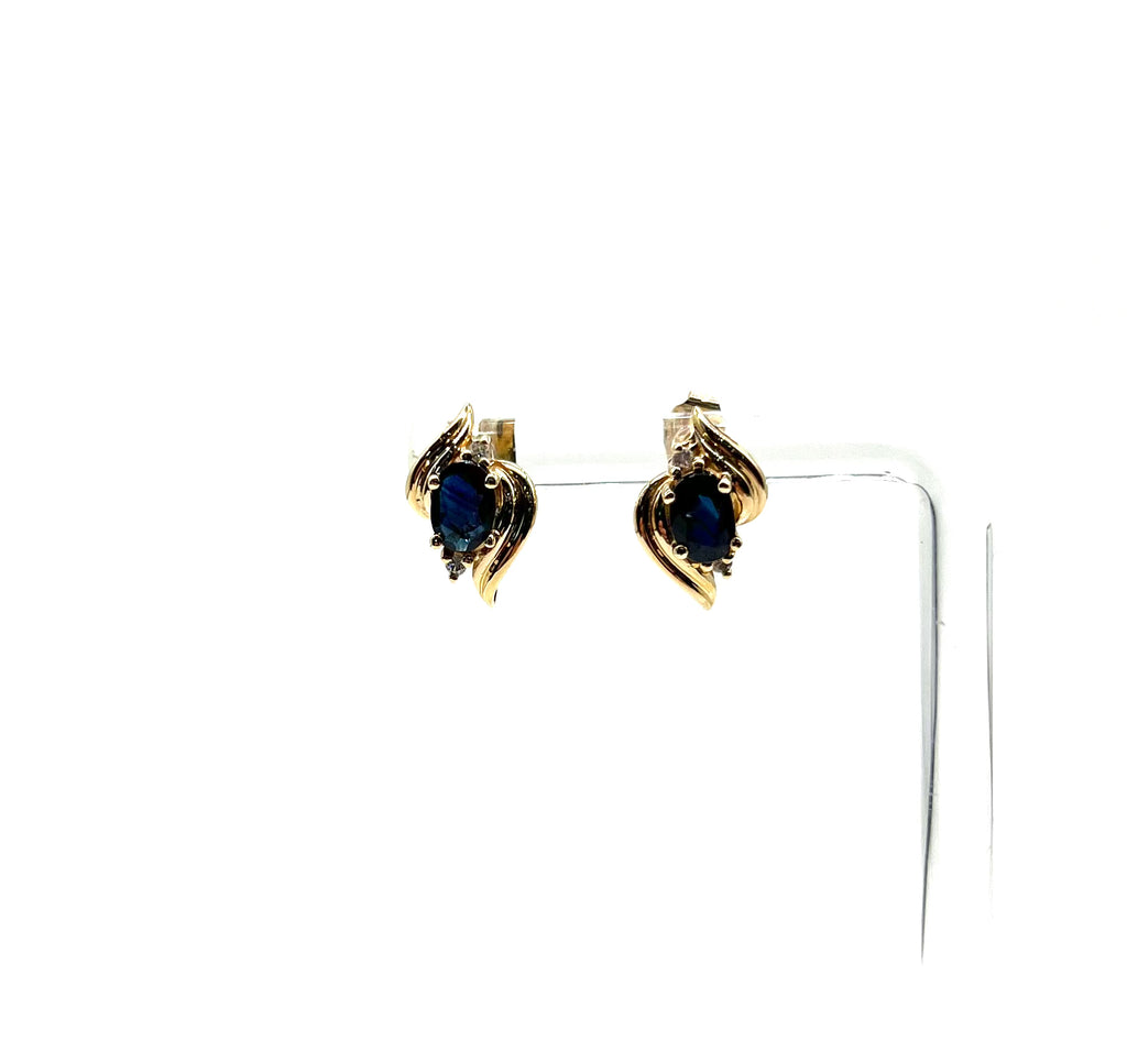 Sapphire and Diamond Bypass Stud Earrings