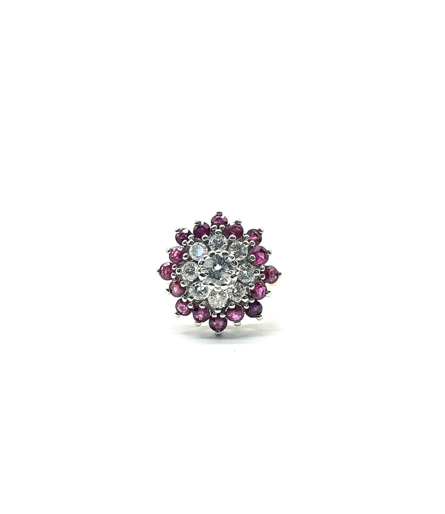 Vintage Diamond and Ruby Step Cluster Ring