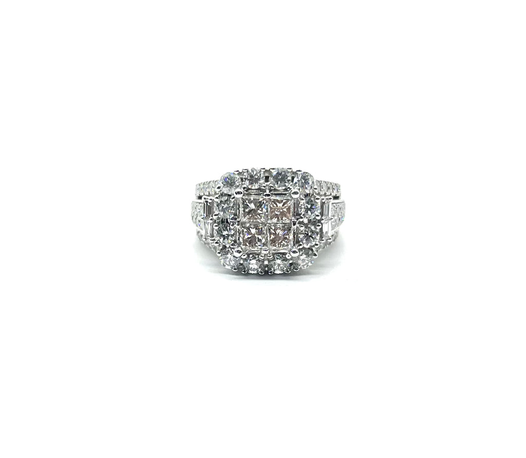 White Gold 3ctw Invisible Setting Diamond Halo Ring