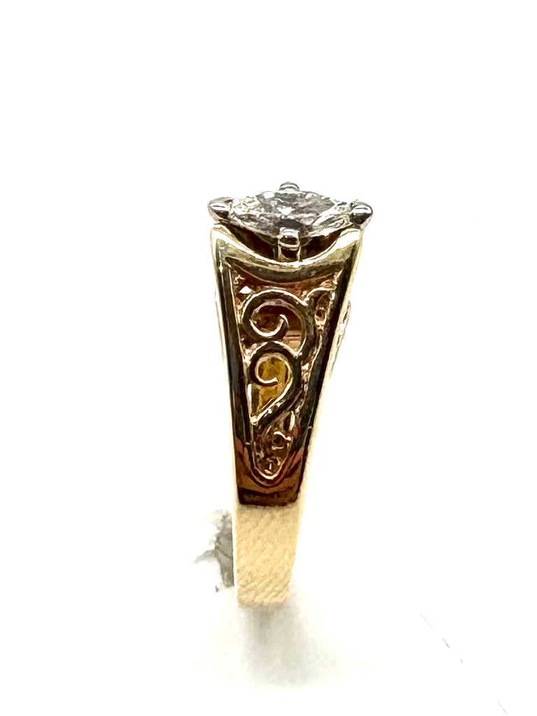 14k Yellow Gold Filigree Cutout Ring side