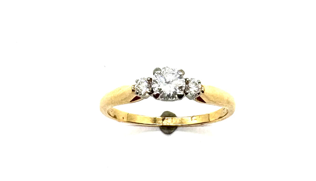 18k Yellow and White Gold Diamond Cathedral Ring