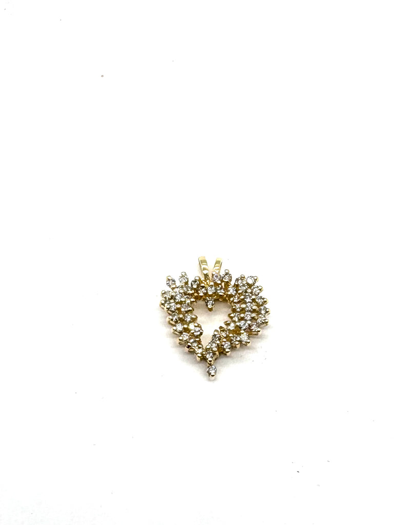 14k Diamond Cluster Heart Pendant
