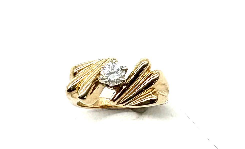 14k Yellow Gold Fan Bypass Ring