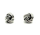 .925 Sterling Silver Multi Row Knot Stud Earrings Pair of silver knot-shaped earrings on a white background