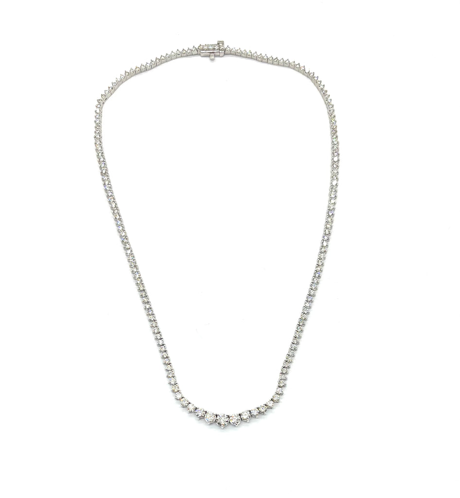 14k White Gold 8ctw Graduated Diamond Tennis Necklace