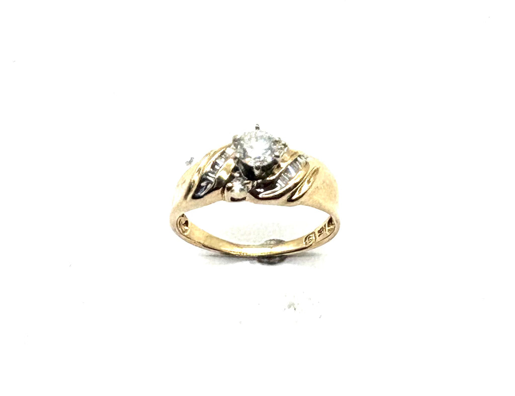 14k Yellow Gold Diamond Channel Twist Ring top