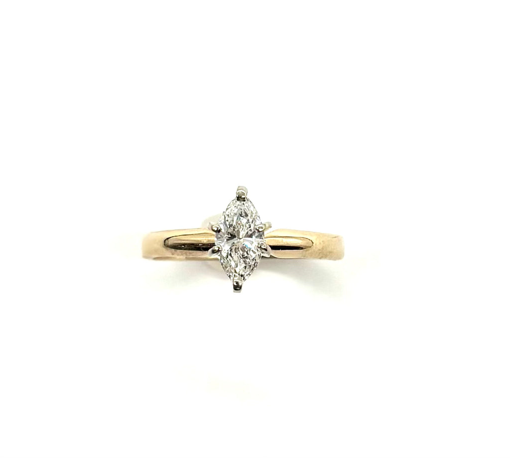 14k Marquise Diamond Solitaire Ring