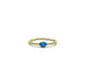 .925 Sterling Silver Gold Plated Evil Eye Beaded Band Gold ring with a blue evil eye on a white background