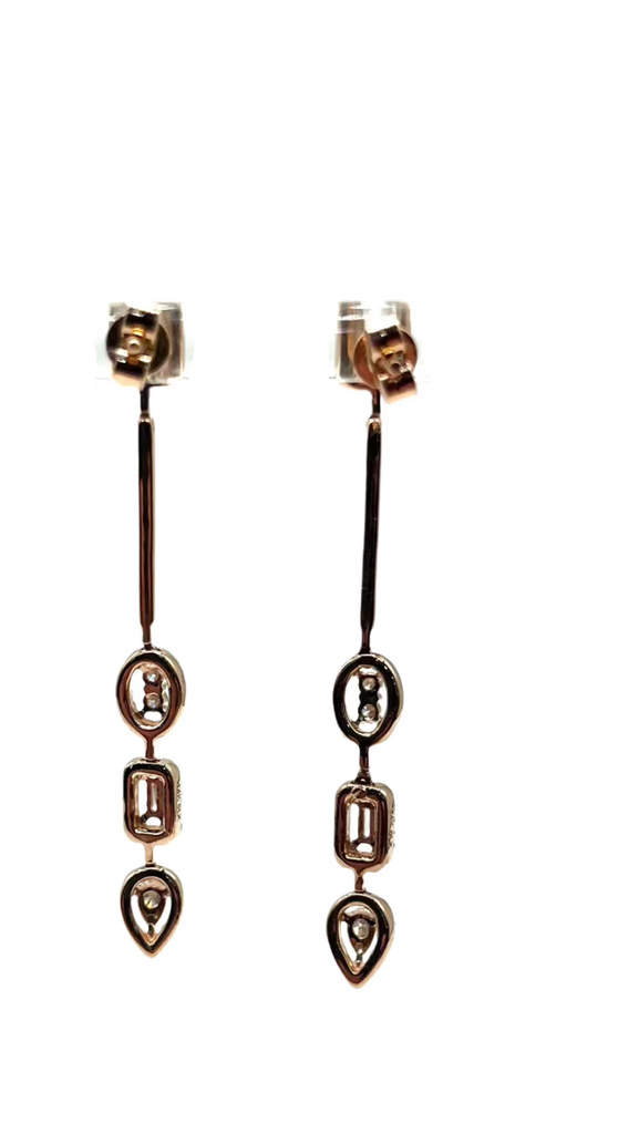 Rose Gold Diamond Halo Drop Earrings back