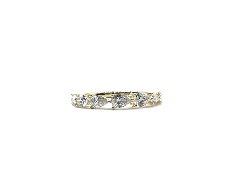 1ctw 7 Inline Lab Grown Pear Shaped Diamond Ring