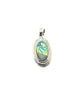.925 Sterling Silver Oval Ribbed Frame Abalone Pendant Silver pendant with a colorful stone on a white background