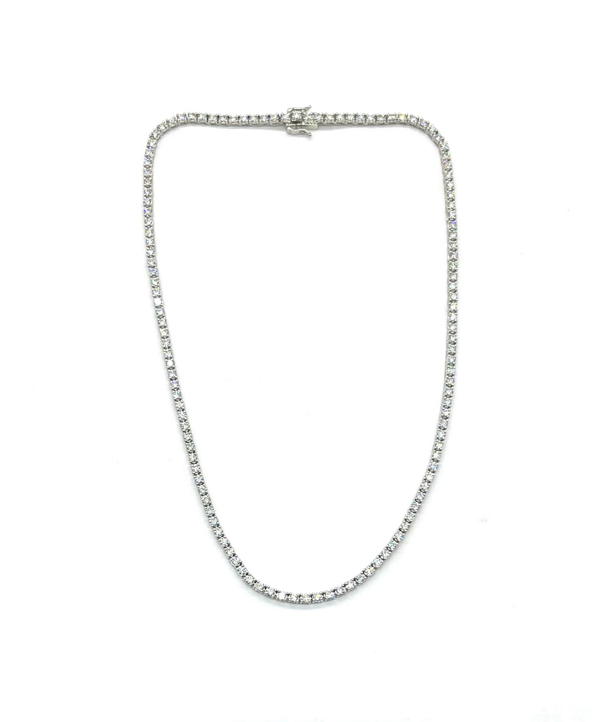 Silver chain necklace on a white background