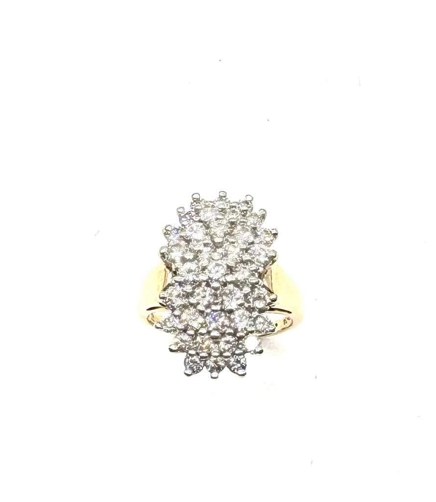 14k Yellow and White Gold Cluster Ring