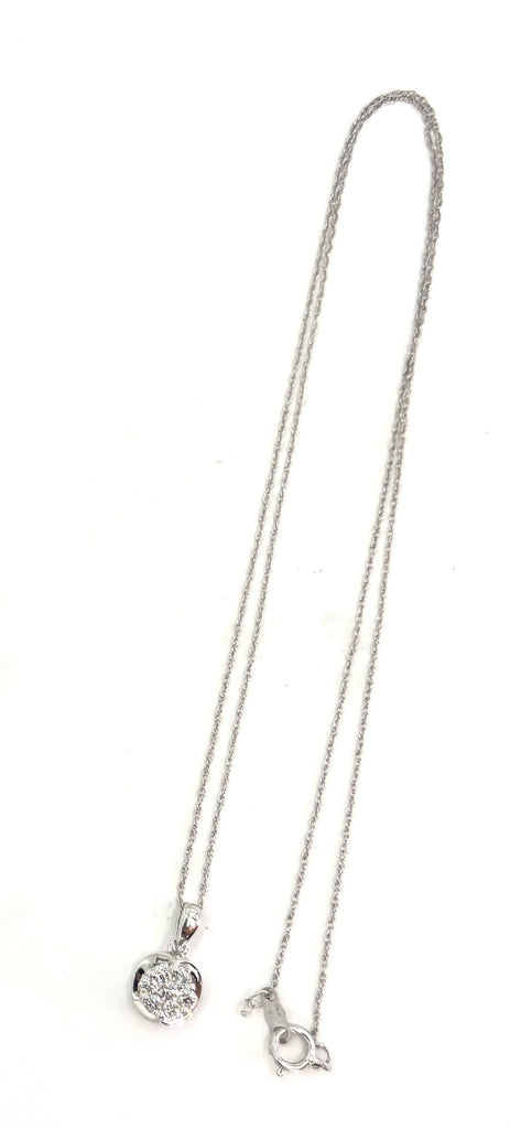 Diamond Flower Cluster Pendant Necklace folded
