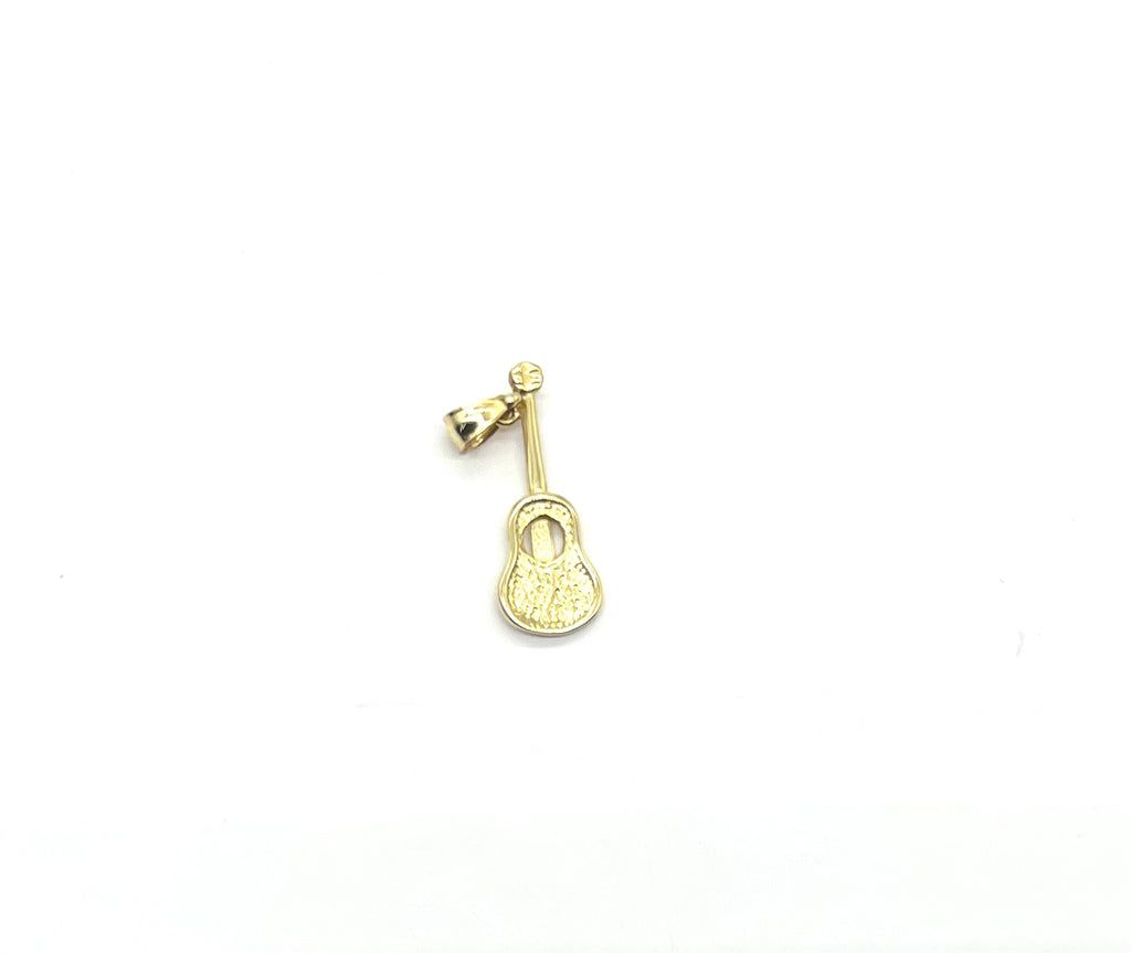 14k Yellow and White Gold Guitar Pendant back