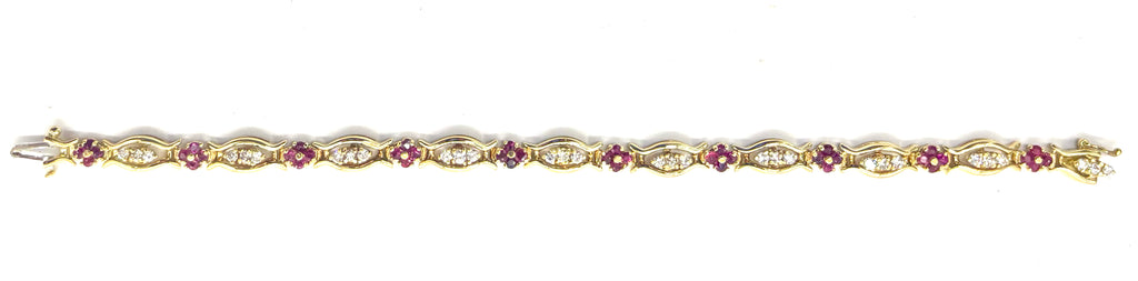 18k Diamond and Ruby Cutout Bracelet long