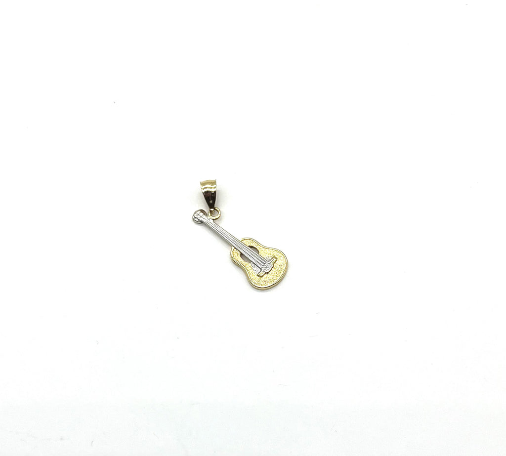 14k Yellow and White Gold Guitar Pendant